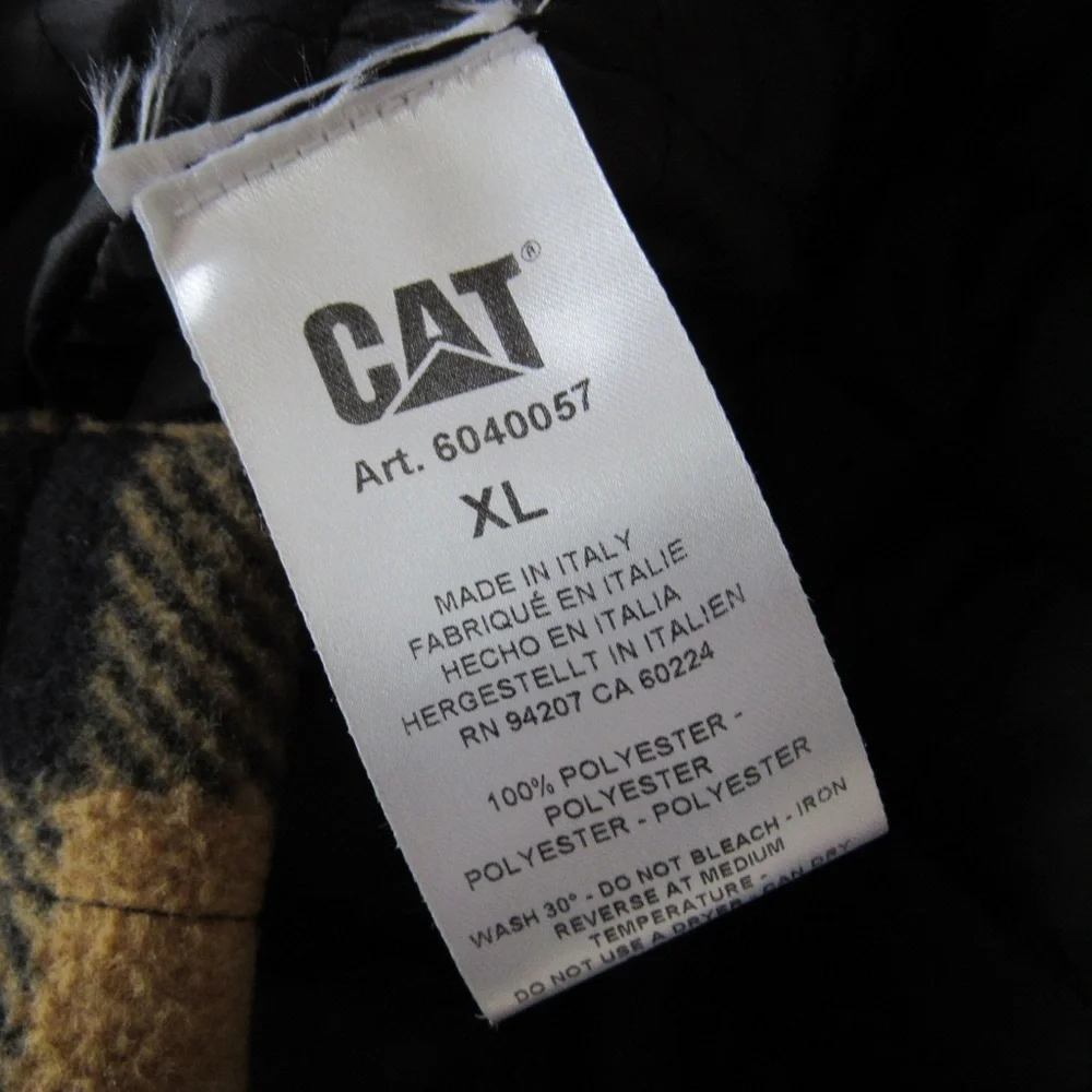 Caterpillar CAT Yellow Plaid Flannel Shirt Shacket XL Warm Button Closure Winter
